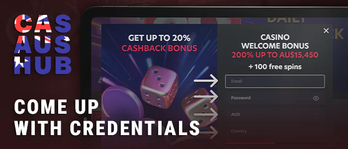 Enter password and email to sign up for Apple Pay Casinos