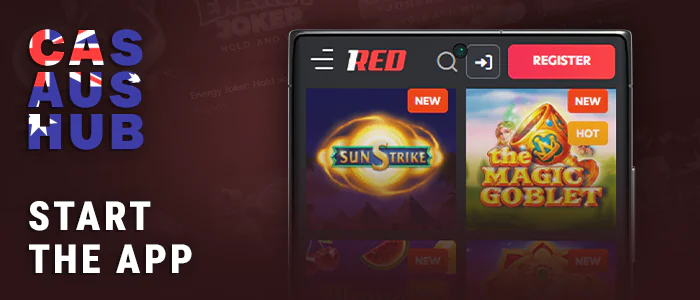 Open the casino app on your device