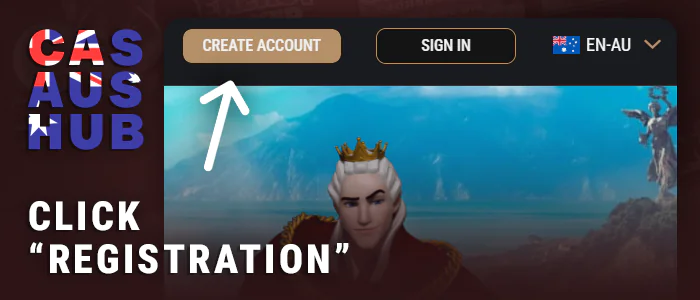 Click on the button Register in online casino