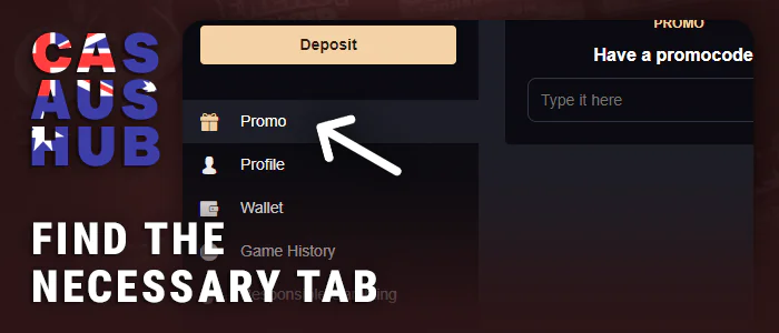 Open the bonuses section at AUS online casino