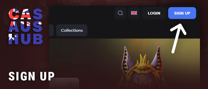 Find the registration button on the CreditCard casinos menu