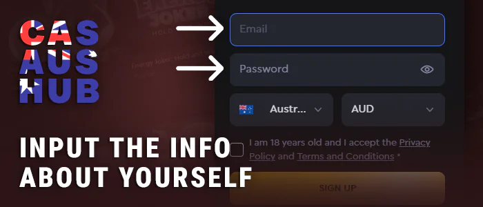 Enter details to create an account with CreditCard Casinos