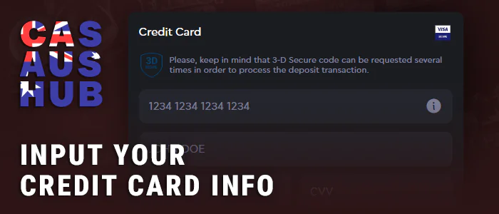 Enter Credit Card details into the online casino