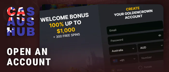 Create an account or log in to the online casino