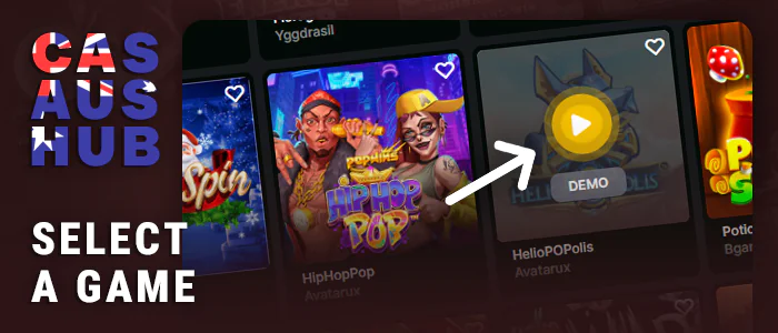 Choose a pokie at the casino to play with freespins