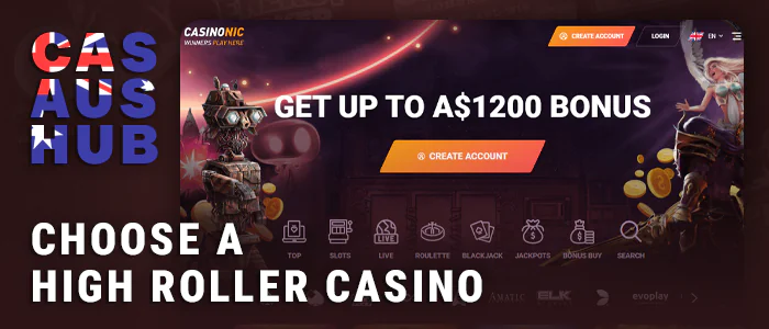 Choose High Roller online casino at the top