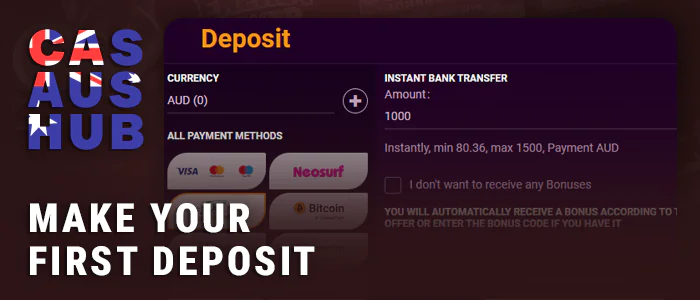 Fund account at High Roller Casino