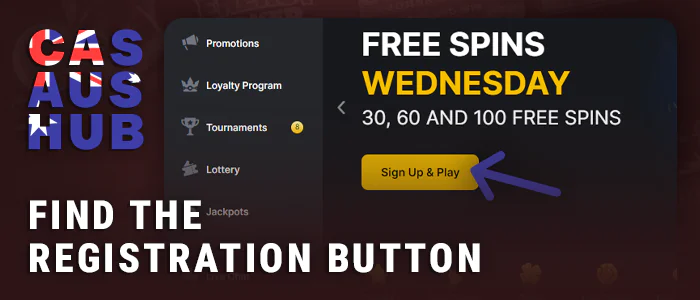 Click on the button to sign up for a legal online casino