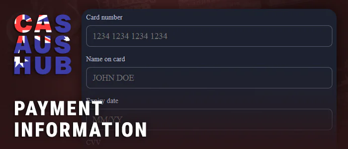 Specify payment information in a legal casino
