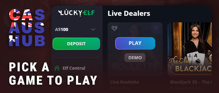 Pick a game and start playing at the live casino
