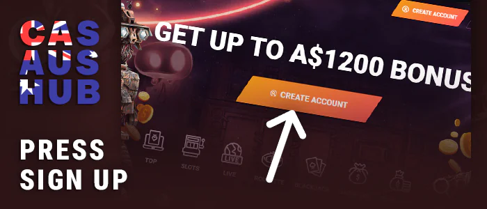 Click on button to sign up for an online casino with Neosurf payments