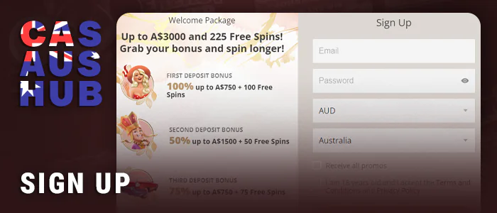 Create an account at the casino to get a new bonus