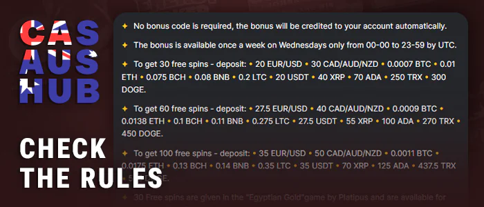 Check out the sign up bonus terms and conditions at AUS casino