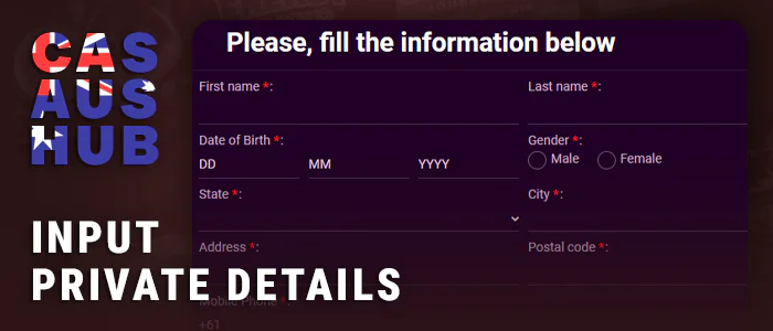 Enter personal information in your Pay by Phone casino profile