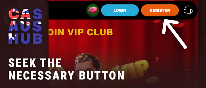 Click on the registration button in the online casino menu