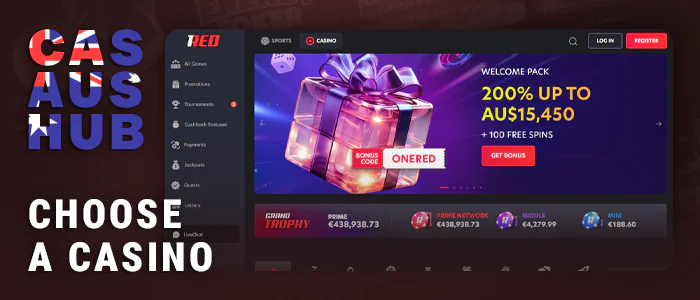 Go to the page of casinos with POLi payments