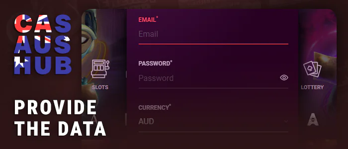 Enter details when registering at an online casino
