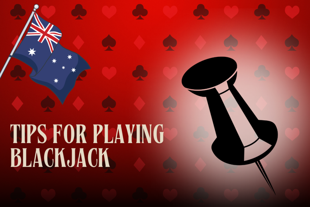 australian flag, black tip on red card background