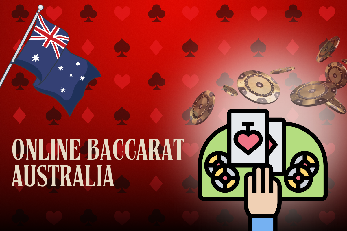 australian flag, baccarat on red card background