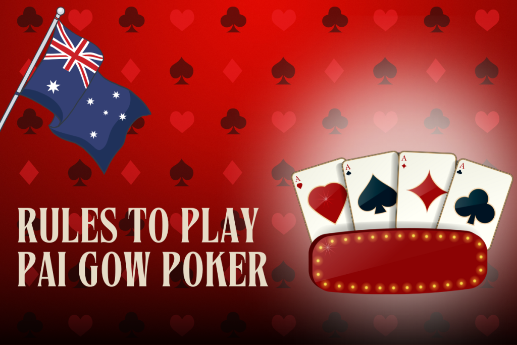 australian flag, poker cards on red card background