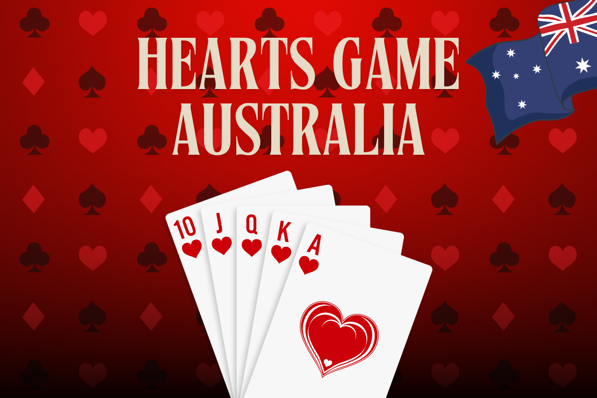 hearts cards and the Australian flag on a red card background