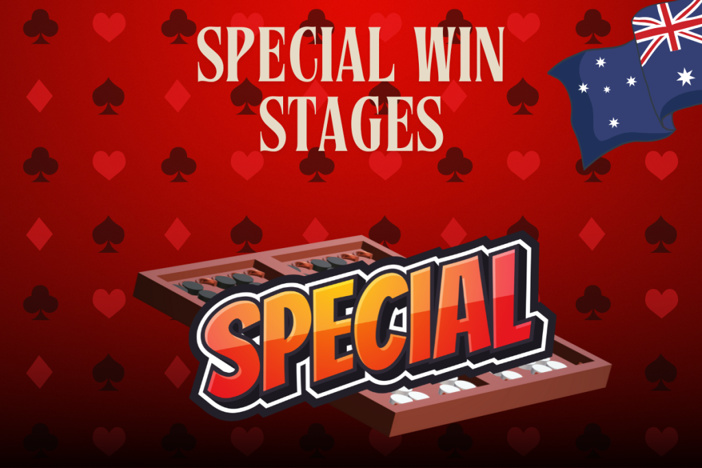 backgammon with sign special and Australian flag on red card background