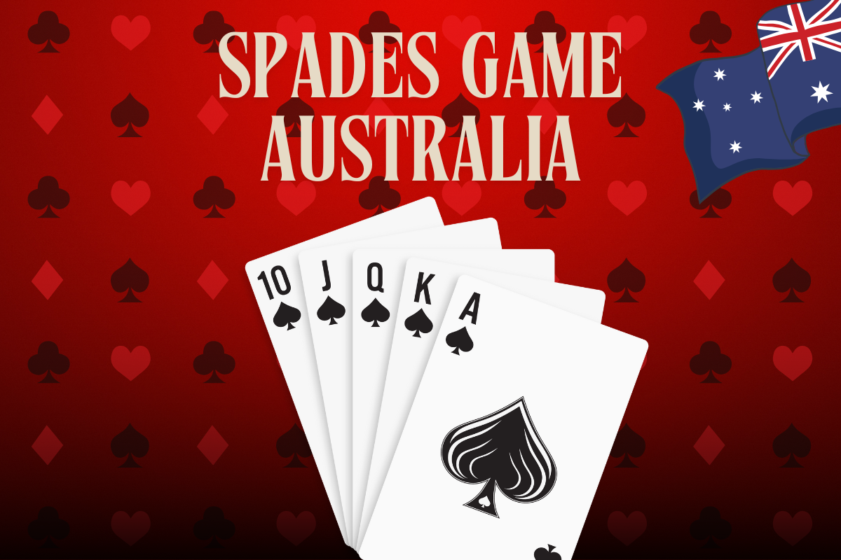 spades cards and Australian flag on red card background