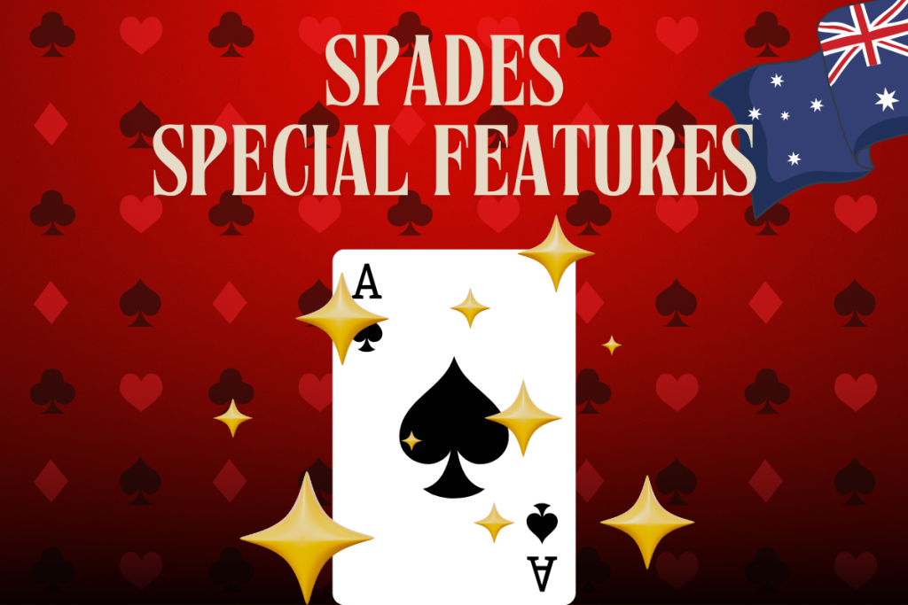spade card with stars and Australian flag on red card background