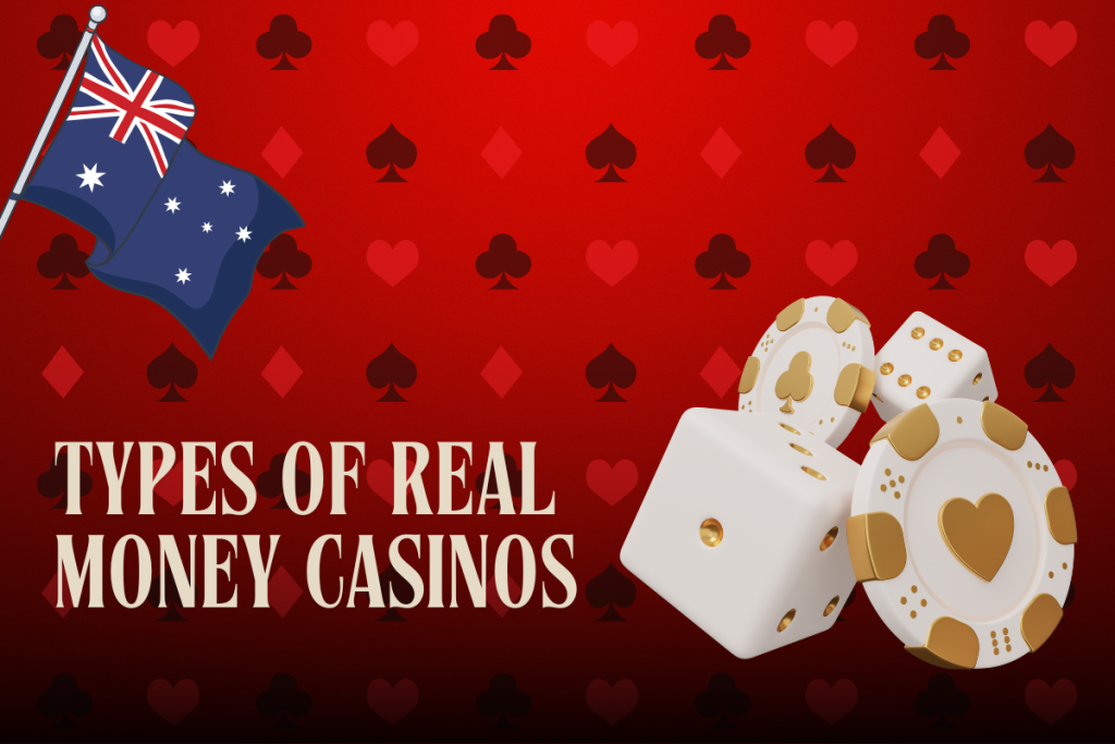 poker dice and chips and australian flag on red card background