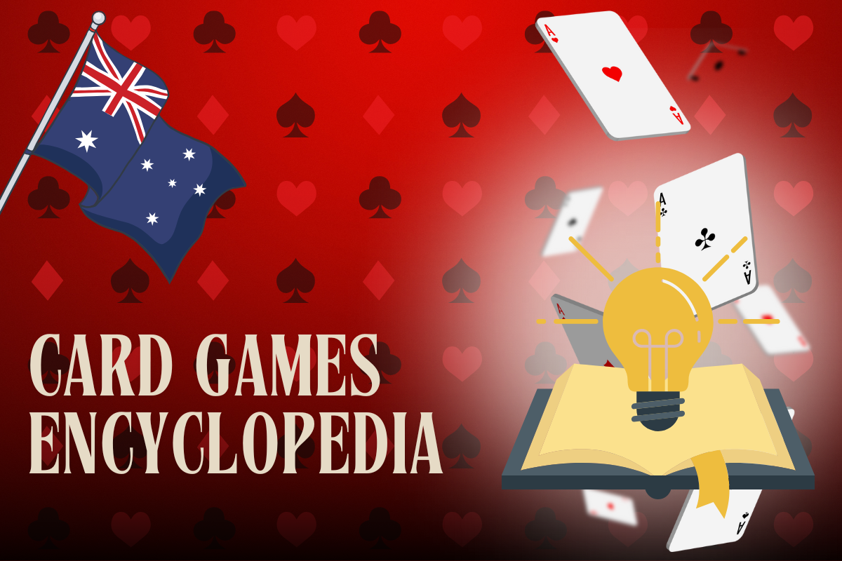 australian flag, book with light bulb on red card background
