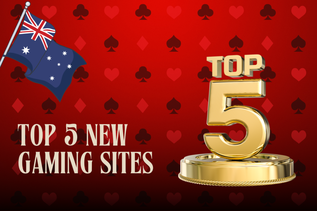 gold top 5 and australian flag on red card background