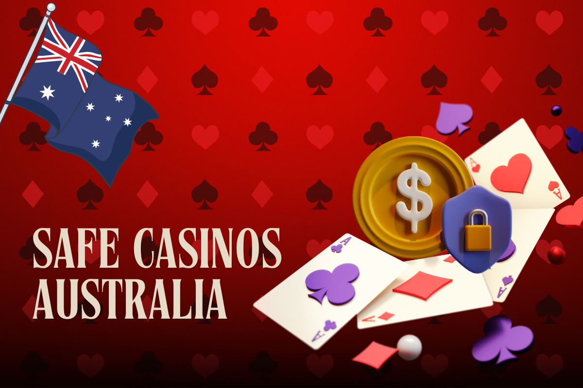 cards with safe coin and australian flag on red card background