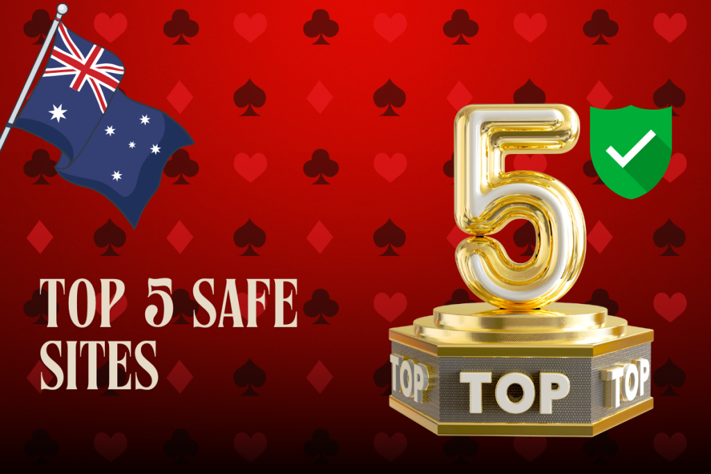 top 5 and australian flag on red card background