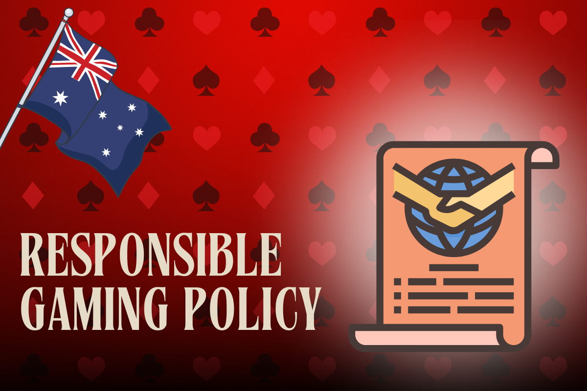 australian flag, policy on red card background