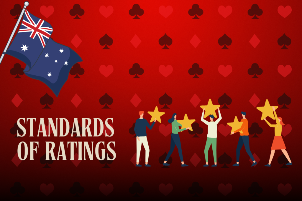 people with stars and australian flag on red card background