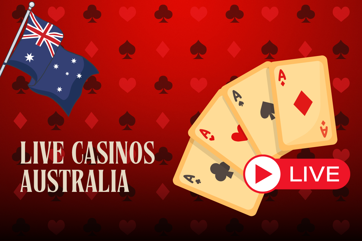 cards and live logo and australian flag on red card background