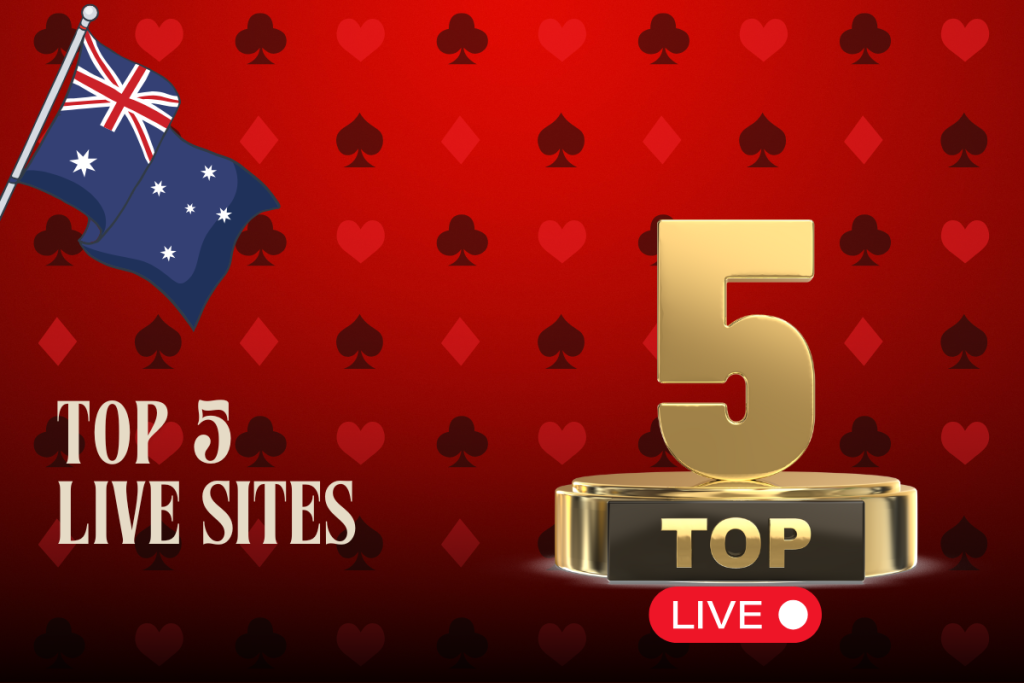top 5 with logo live and australian flag on red card background