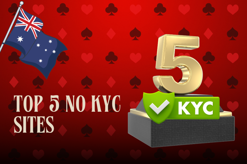 top 5 and kyc sign and australian flag on red card background