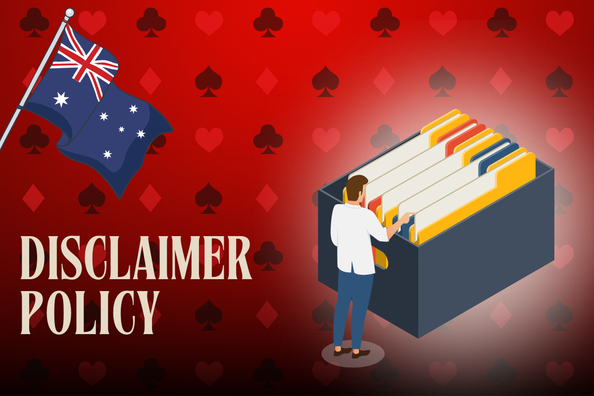 australian flag, documents on shelf on red card background