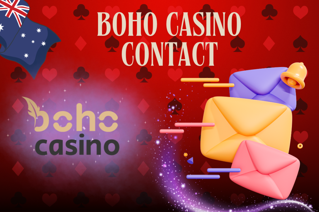 letters icons, boho casino logo and australian flag on red background