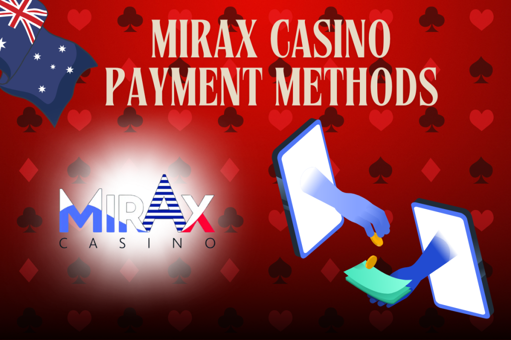 mobiles with hands, mirax logo and australian flag on red background