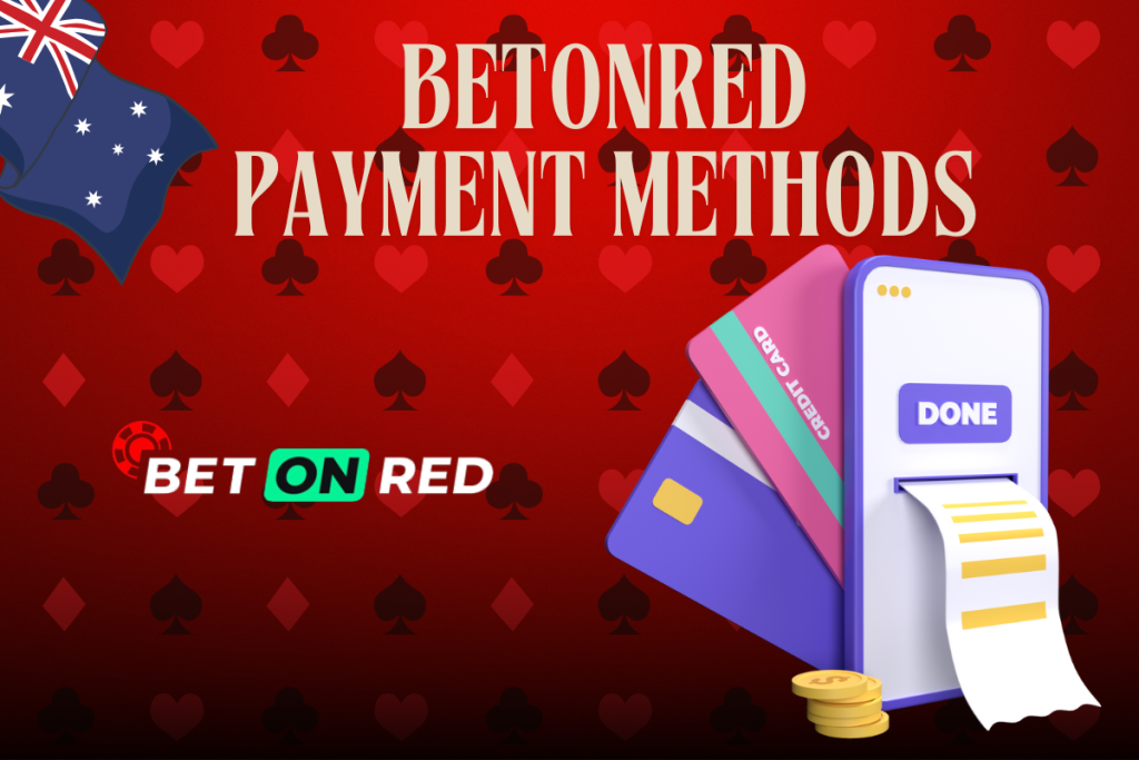 mobile with payment, betonred logo and australian flag on red background