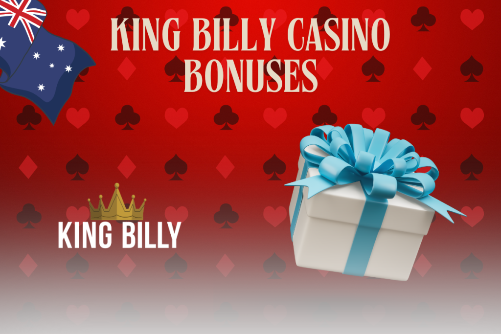 present, king billy logo and australian flag on red background