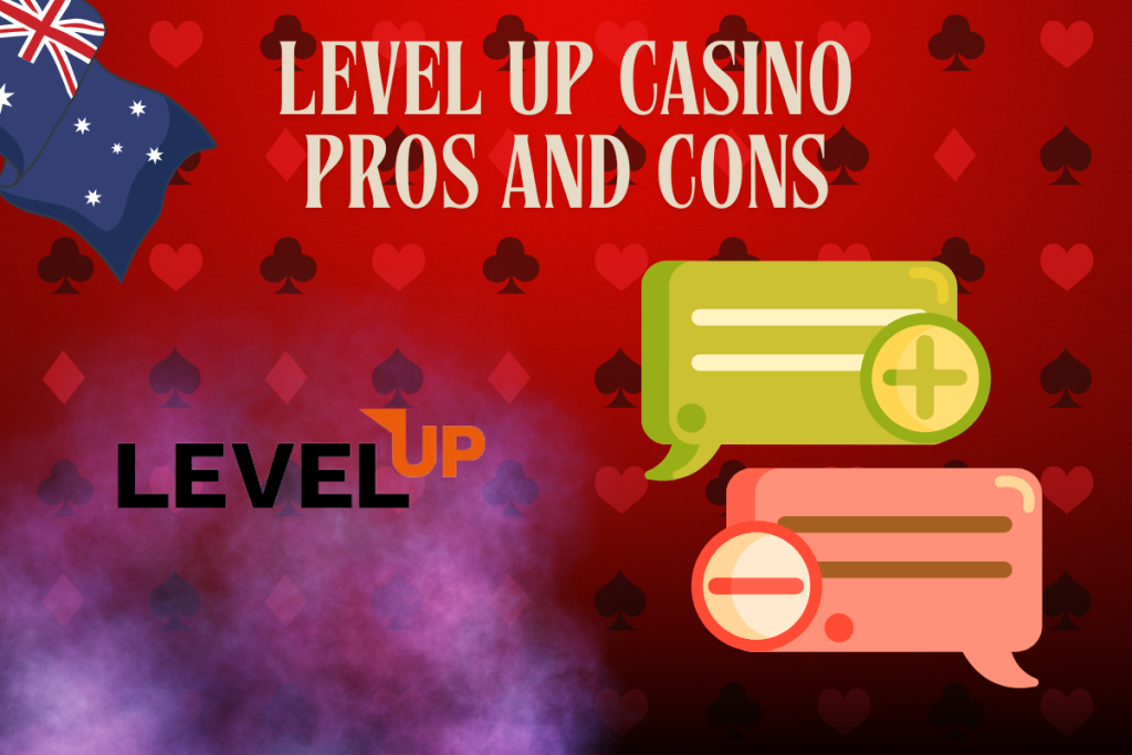 pros and cons, level up logo and australian flag on red background