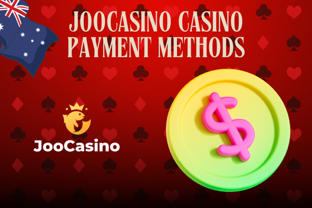 coin with dollar, joocasino logo and australian flag on red background