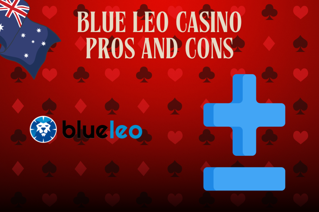 plus and minus, blueleo logo and australian flag on red background