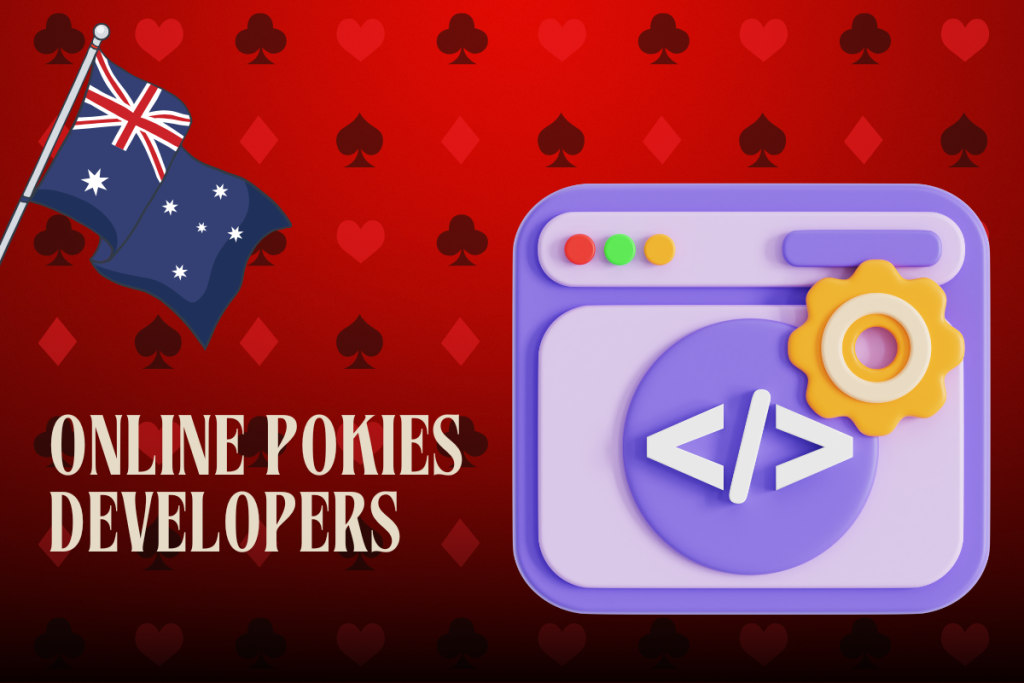 develop icon and australian flag on red background