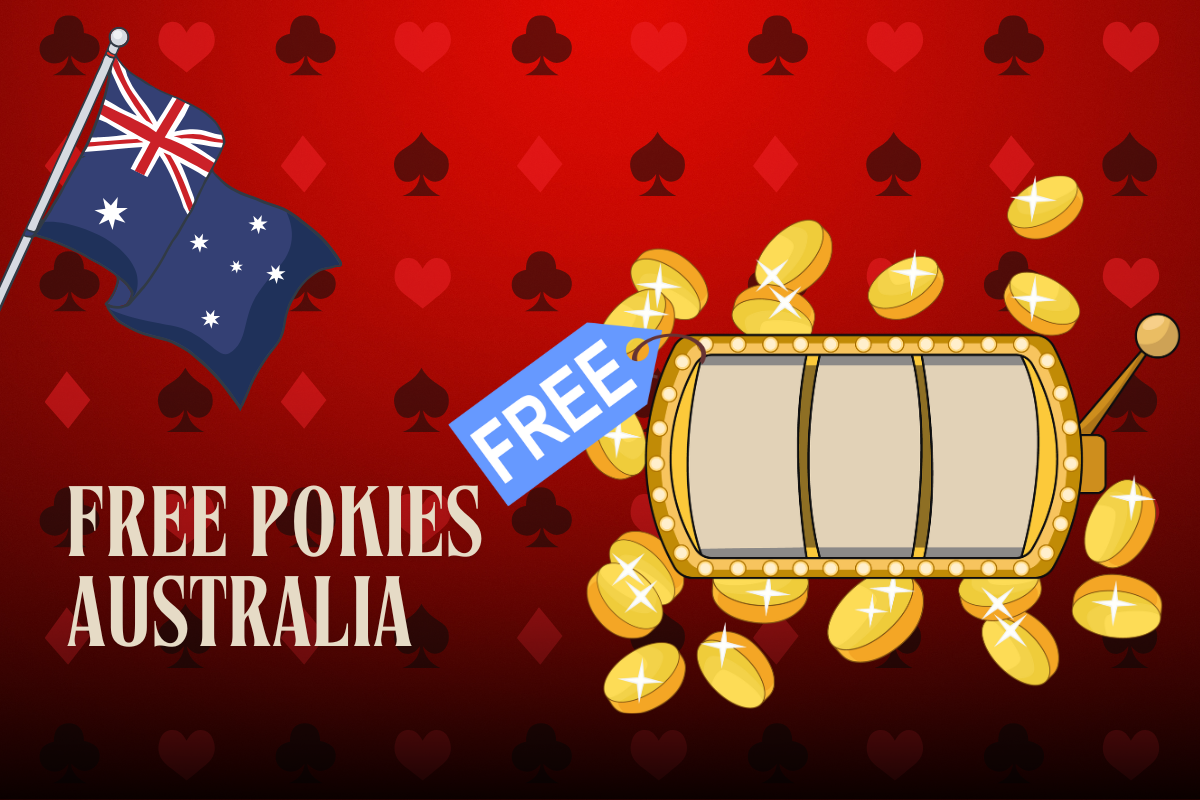 gold slot with coins and free, australian flag on red background