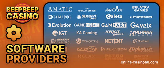 Available Software Vendors at Beep Beep Casino