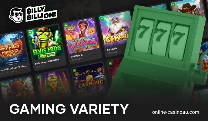 Billy Billion Casino gaming section - game categories